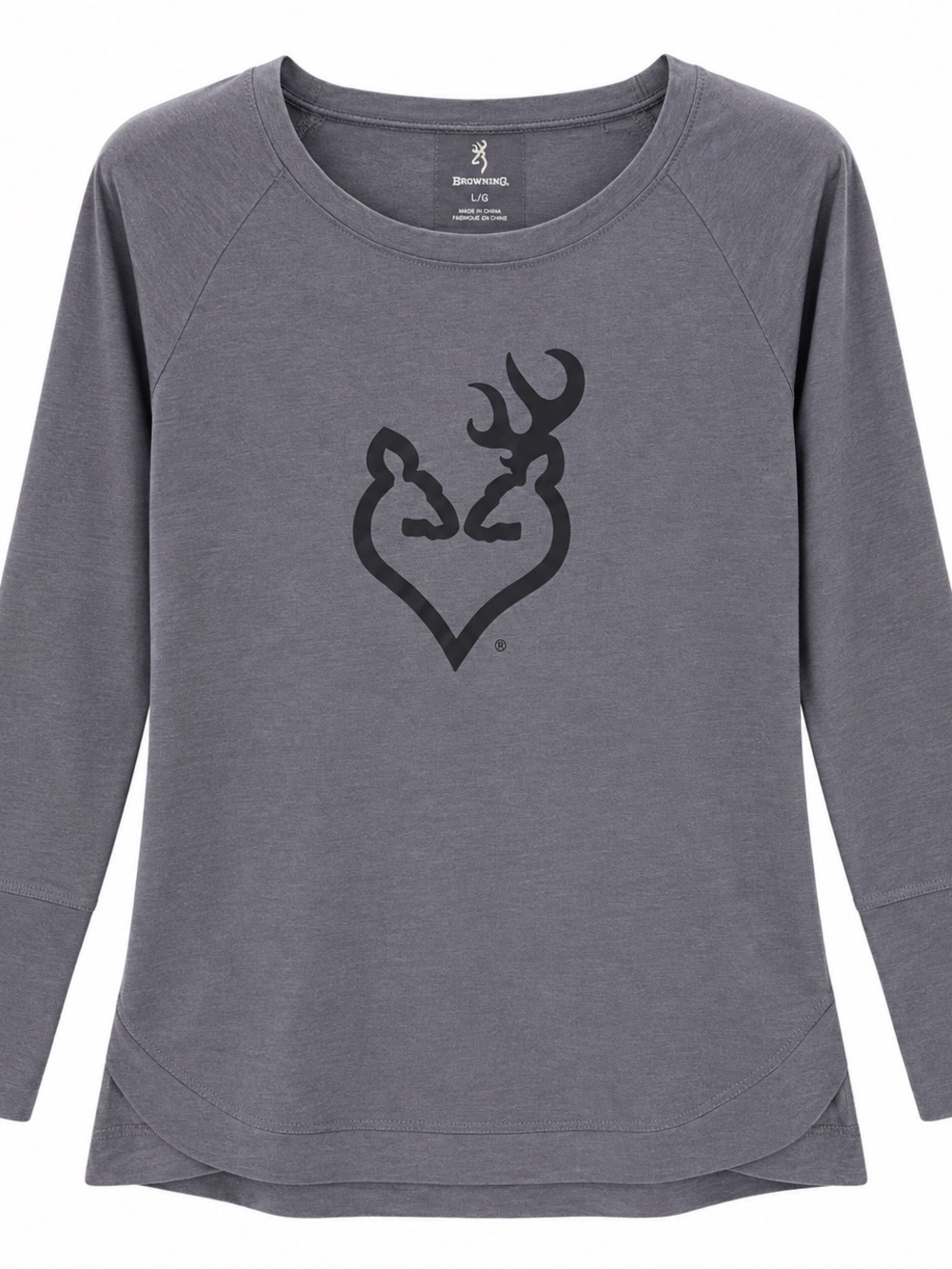 Browning Charcoal Gray Heart Deer Logo Pullover